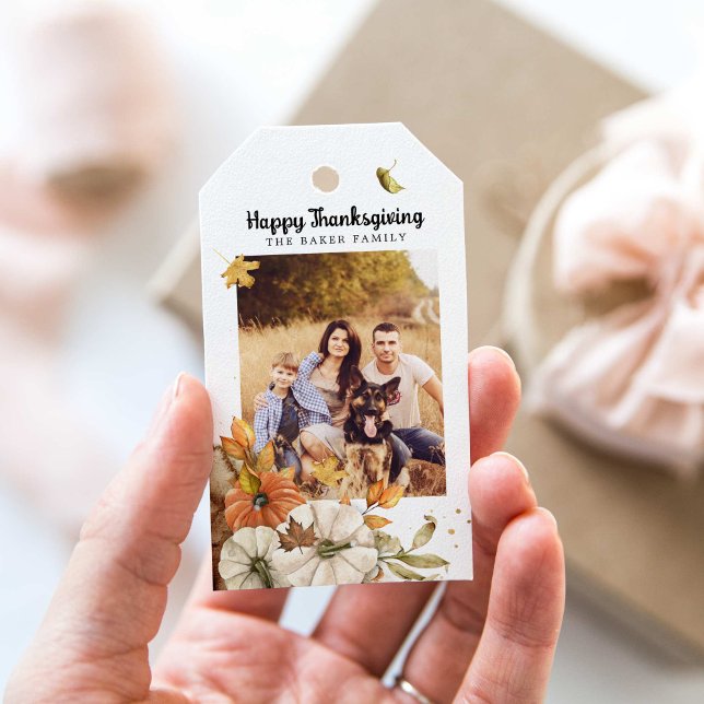 Thanksgivingens fotofavorittaggar presentetikett (Happy Thanksgiving Favor Gift Tags)
