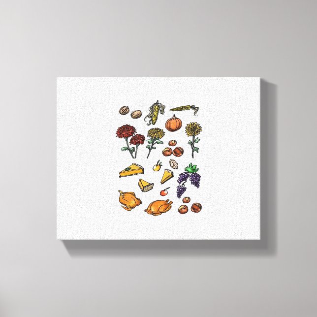 Thanksgivingens höstattribut Klassisk T-Shirt Canvastryck (Framsida)