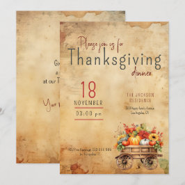 Thanksgivingens inbjudan Rustic Pumpkin Cart