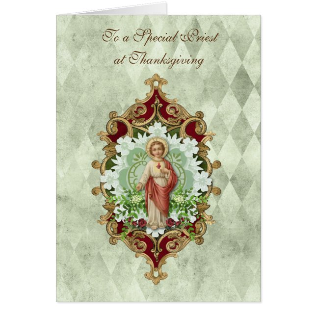 Thanksgivingens katolska präst Jesus Religiösa Hälsningskort (Framsidan)