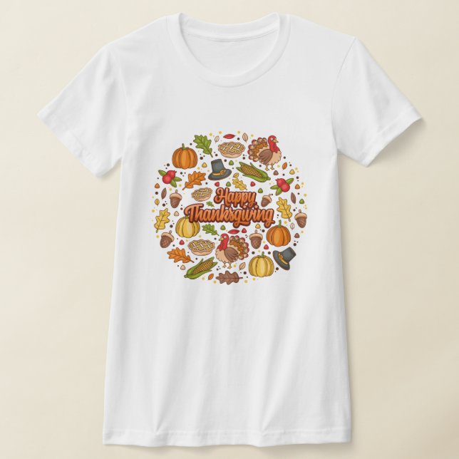 Thanksgivingens moderna vackra höstsamling t shirt (Laydown)