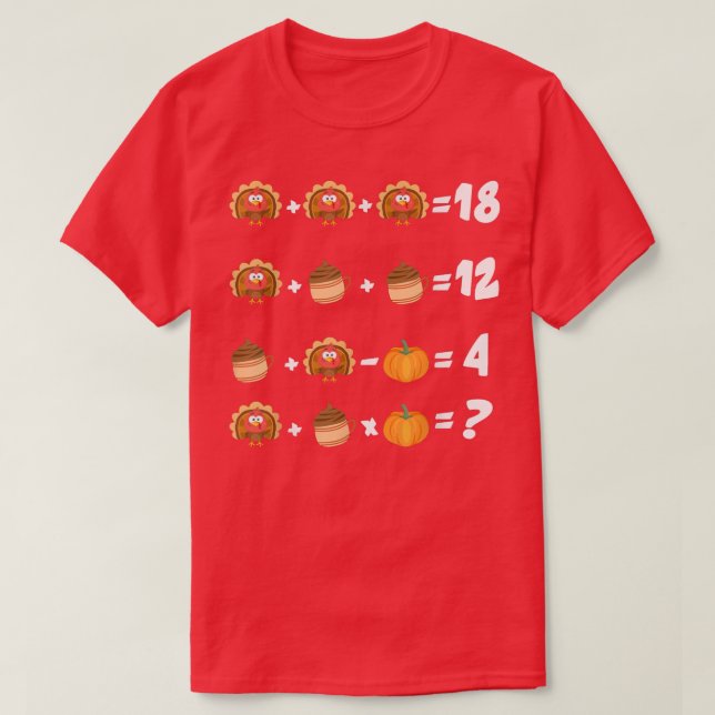 Thanksgivingens order Quiz Math Teacher T Shirt (Design framsida)