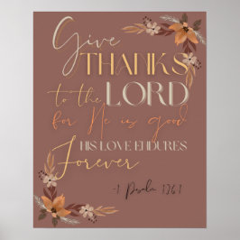 Thanksgivingens skriptvägg Art-1 Psalm 136:1 Poster