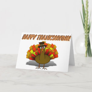 Thanksgivingens Tecknad Turkiet Pilgrim Helgkort