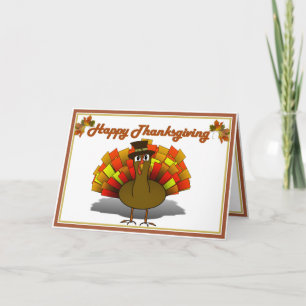 Thanksgivingens Tecknad Turkiet Pilgrim Helgkort