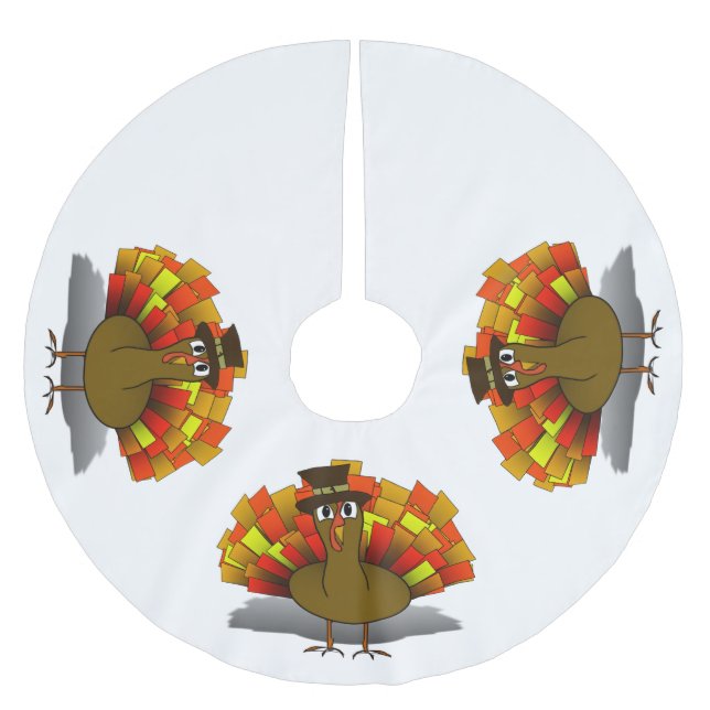 Thanksgivingens Tecknad Turkiet Pilgrim Julgransmatta Borstad Polyester (Framsidan)