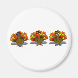 Thanksgivingens Tecknad Turkiet Pilgrim Magnet