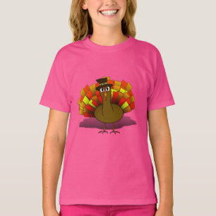 Thanksgivingens Tecknad Turkiet Pilgrim T Shirt