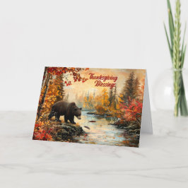 Thanksgivingens Vintage Bear vid Bäck hösten Helgkort