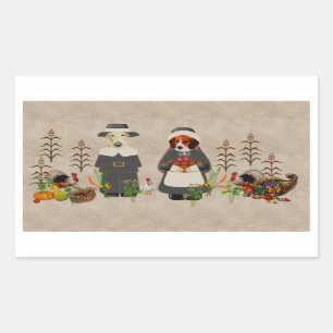Thanksgivinghundar Rektangulärt Klistermärke