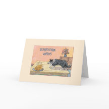 Thanksgivingkort, gränscolliehund med kalkonen