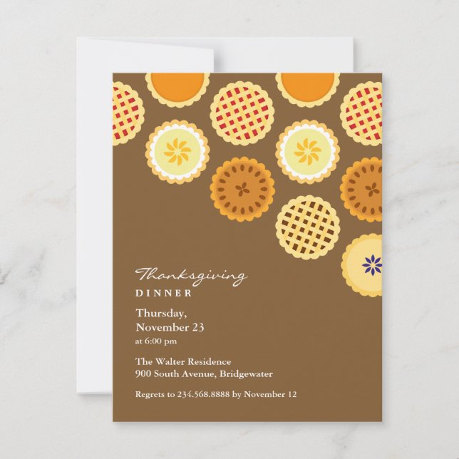 Thanksgivingmiddagen och pajer sänker inbjudan (Framsida)