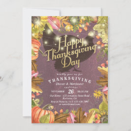 ThanksgivingmiddagTurkiet pumpor & höst löv Inbjudningar