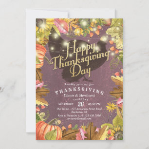 ThanksgivingmiddagTurkiet pumpor & höst löv Inbjudningar