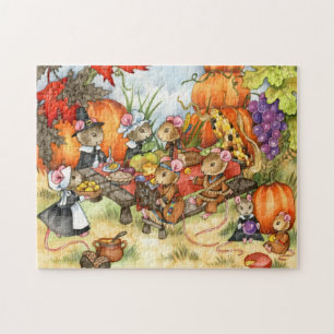Thanksgivingmöss - gulligt pussel