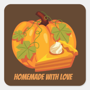 Thanksgivingpumpapajen tillfogar namn eller fyrkantigt klistermärke