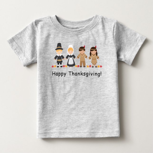 Thanksgivingskjorta för babyen - grått t shirt (Framsida)