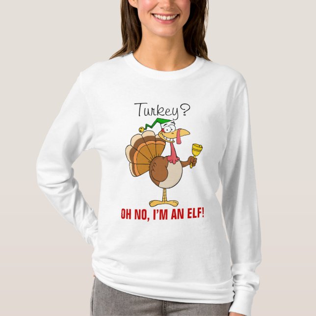 ThanksgivingTurkiet rolig förklädnad för jul Tee Shirt (Framsida)