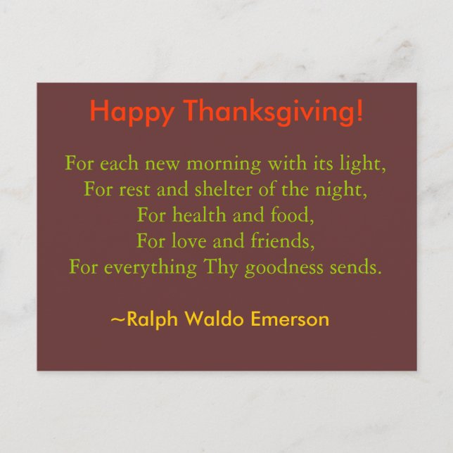 Thanksgivingvykort Helg Vykort (Framsida)