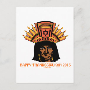 THANKSGIVUKAH INDIAN MENORAH MAN VYKORT