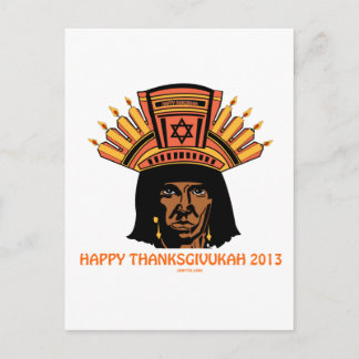 THANKSGIVUKAH INDIAN MENORAH MAN VYKORT