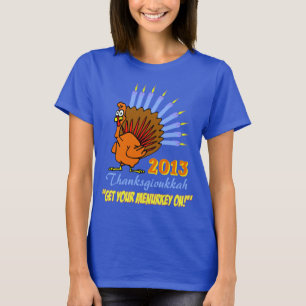 Thanksgivukkah 2013 "får din Menurkey på" T-trö T-shirt
