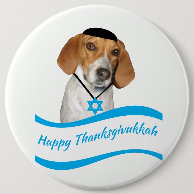 Thanksgivukkah knäppas den roliga hundhunden med knapp (Framsida)