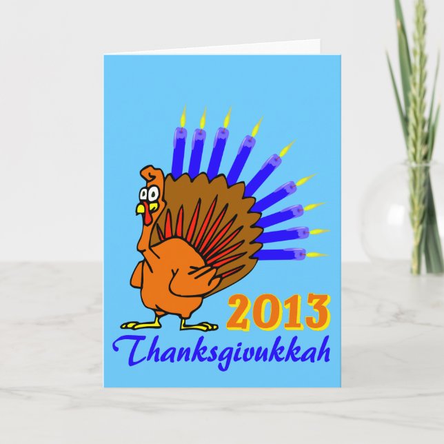 Thanksgivukkah Menurkey hälsningkort 2013 Helgkort (Framsida)
