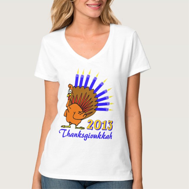 Thanksgivukkah Menurkey T-tröja 2013 Tee (Framsida)