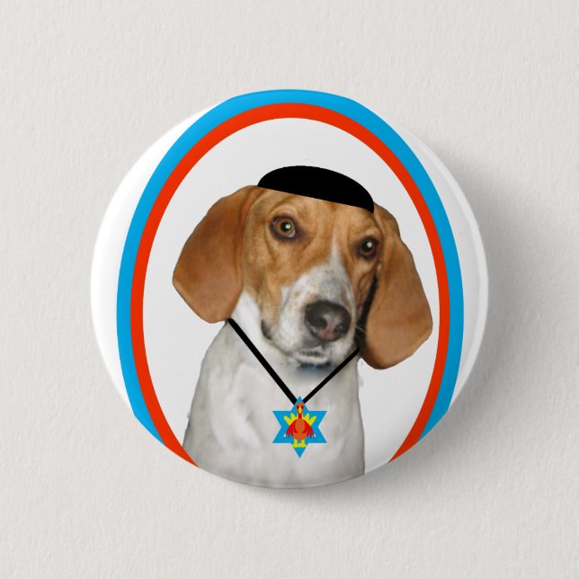 Thanksgivukkah rolig hundhund med Yamaka Knapp (Framsida)