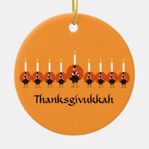 Thanksgivukkah Turkiet menoraprydnad Julgransprydnad Keramik