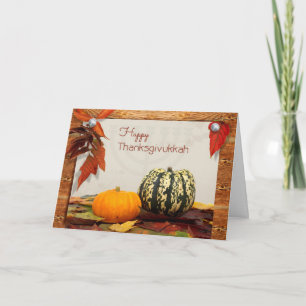 Thanksgivukkah välsignelser med kalebassfotokortet helgkort