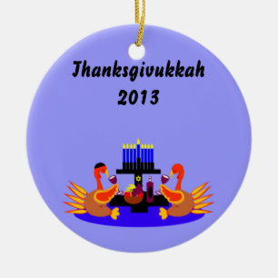 Thanksgivukkah vin som rostar kalkonprydnaden julgransprydnad keramik