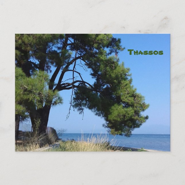 Thassos åsikt från Skala Rachoni Vykort (Framsida)