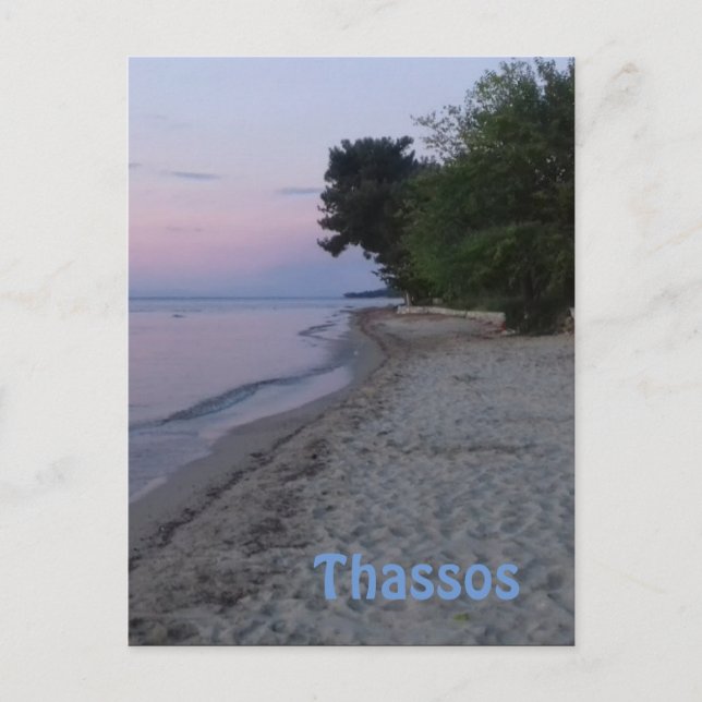 Thassos åsikt från Skala Rachoni Vykort (Framsida)