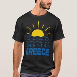 Thassos Greece Sunshine and Sea Manar Black T Shirt