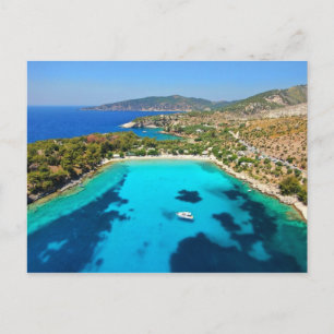 Thassos Island Kavala Greece Turquise Vatten Blue Vykort
