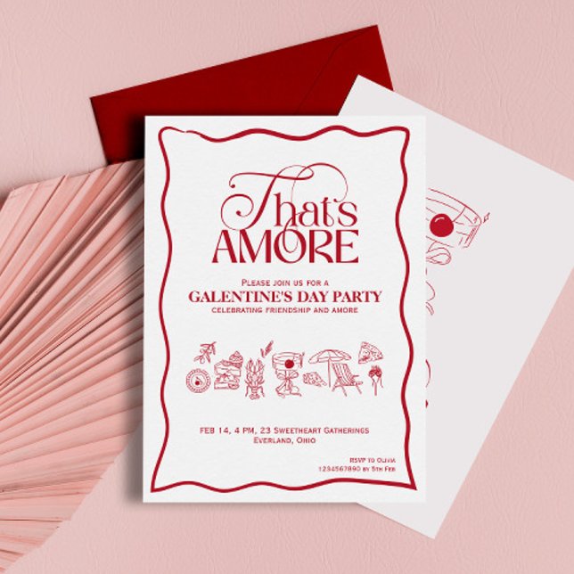 “That’s Amore” GALENTINES Red Party Invitation Inbjudningar (Skapare uppladdad)