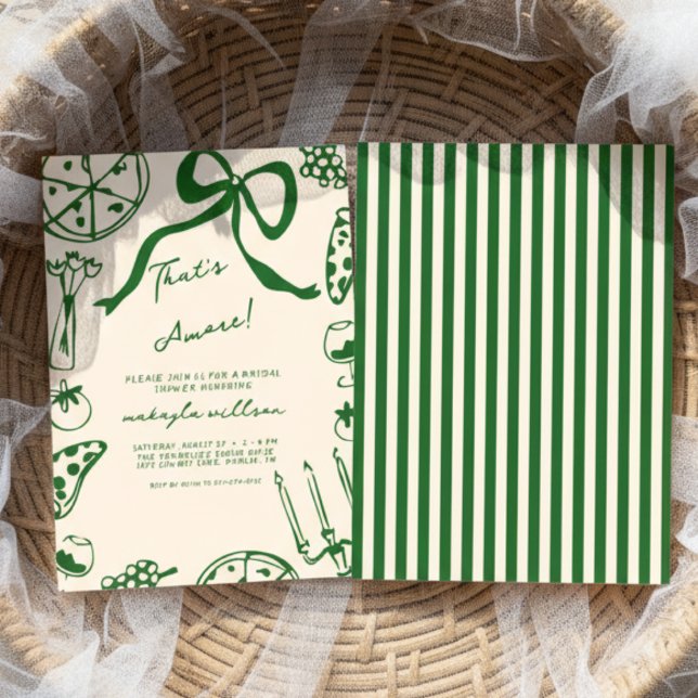 That’s Amore green hand drawn food Bridal Shower Inbjudningar (Skapare uppladdad)