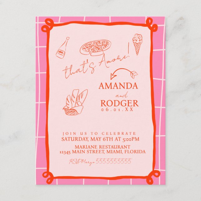 That’s Amore Italian Doodles Wedding Inbjudningar (Framsida)