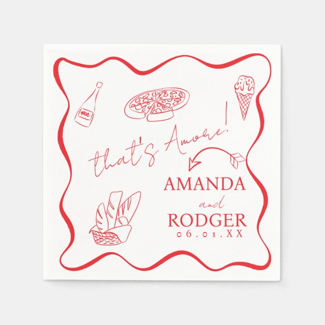 That’s Amore Italian Doodles Wedding  Napkin Pappersservett (Framsidan)