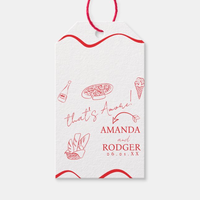 That’s Amore Italian Doodles Wedding Presentetikett (Framsidan)