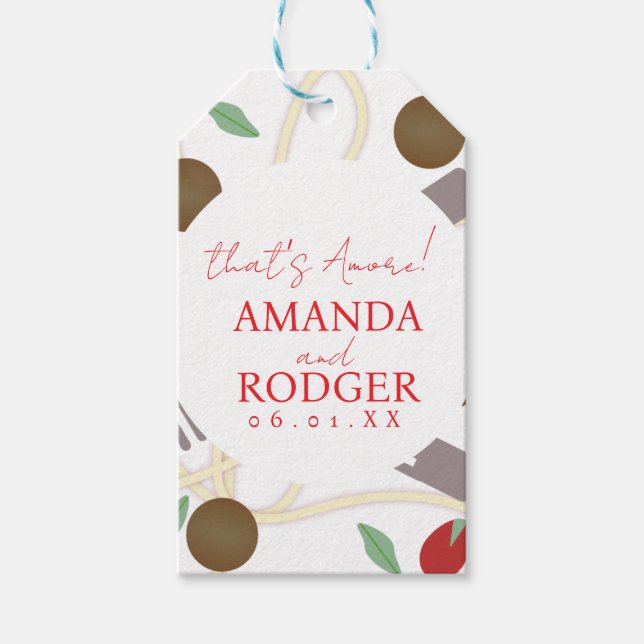 That’s Amore Italian Pasta Wedding Presentetikett (Framsidan)