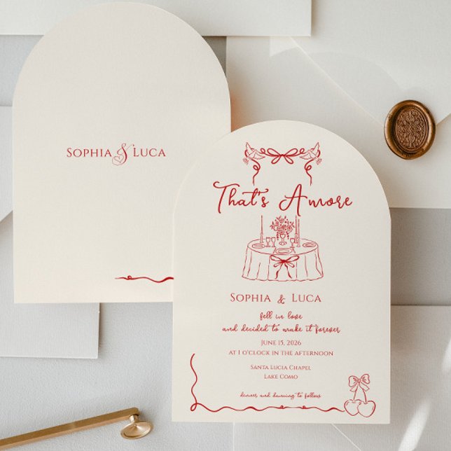 That’s Amore Italian Whimsical hand drawn Wedding Inbjudningar (Skapare uppladdad)