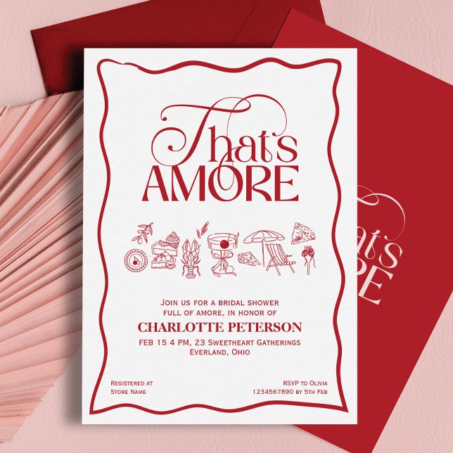 That’s Amore Red hand drawn Bridal Shower invite Inbjudningar (Skapare uppladdad)