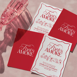 That’s Amore Red hand drawn Bridal Shower invite Inbjudningar