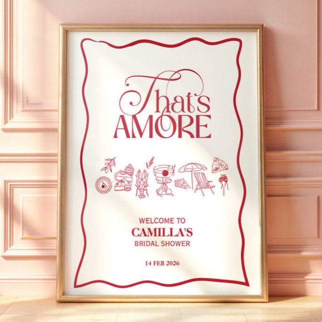That’s Amore Red hand drawn Bridal Shower poster (Skapare uppladdad)