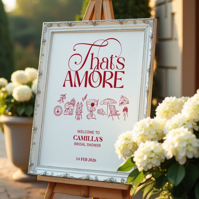 That’s Amore Red hand drawn Bridal Shower Poster (Skapare uppladdad)