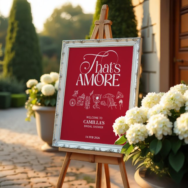 That’s Amore Red hand drawn Bridal Shower Poster (Skapare uppladdad)