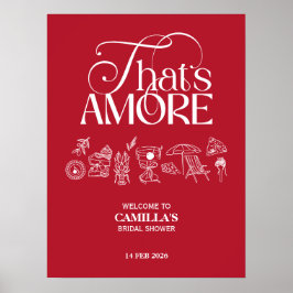 That’s Amore Red hand drawn Bridal Shower Poster